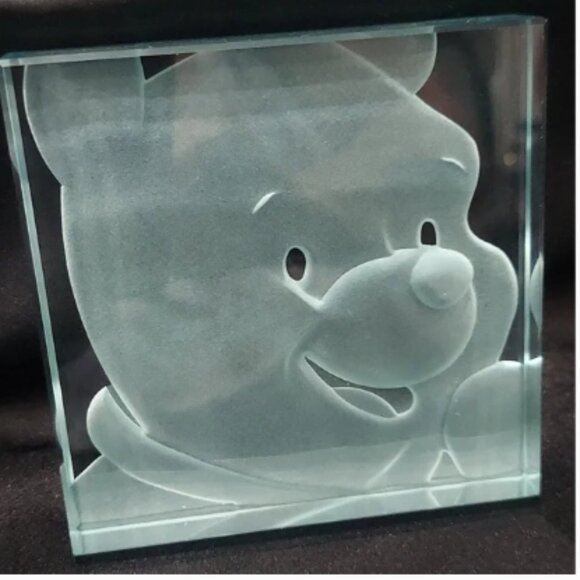 DISNEY POO BEAR Glass Art Block with Character Design - Picture 2 of 4